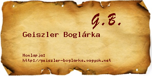 Geiszler Boglárka névjegykártya